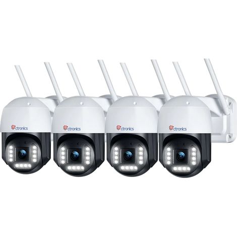 Ctronics 4K 8MP Überwachungskamera für den Außenbereich WLAN 2,4/5 GHz PTZ 355 ° Schwenken 90 ° Neigen Personen-/Fahrzeugerkennung mit Auto-Tracking Farb-Nachtsicht Zwei-Wege-Audio (Ein Satz von 4) (1/5)