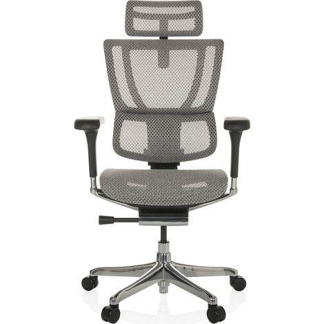 [NEUWERTIG] B-Ware Hjh Office Bürostuhl Chefsessel Drehstuhl Ergohuman Slim I Netzstoff Hellgrau