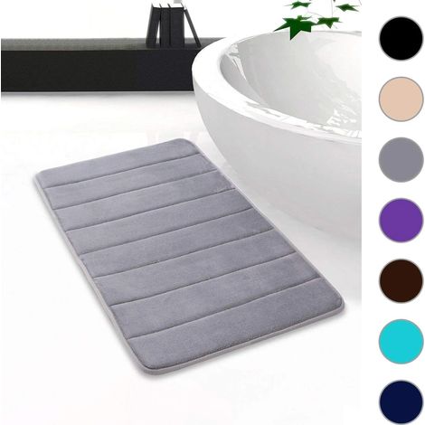 MINKUROW Alfombrilla De Baño Alfombrilla De Baño Absorbente Antideslizante Alfombrilla De Baño Lavable - 50 X 80 Cm (Gris Plateado) (1/5)