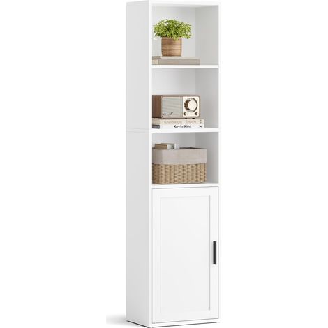 Bibliothèque, Étagère Haute sur 5 Niveaux Meuble de Rangement Ouvert, 31,8 x 24 x 145,9 cm, pour Salon, Bureau, Salle à Manger, Blanc Nuage (1/5)