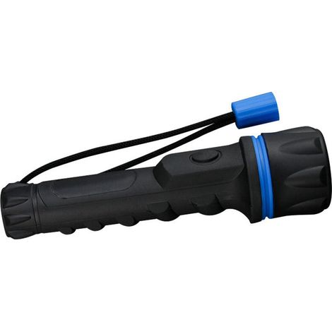Rubber flashlight with 3 LEDs, requires 2 AA batteries (not included). Unbreakable flashlight. For home, car, camping, walks, and construction sites. (1/3)