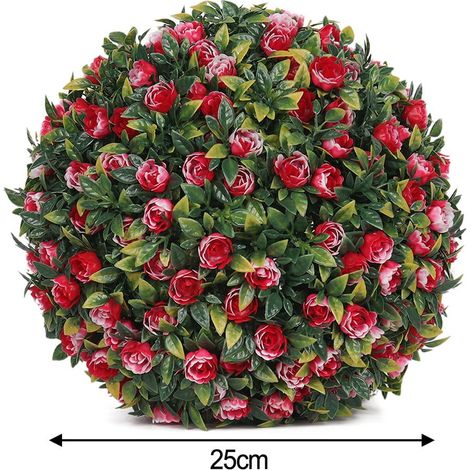Boule De Fleurs Artificielles - Boule Topiaire Suspendue Pour Décoration Intérieure Et Extérieure - Diamètre 10 cm 24 cm 34 cm - En Plastique UV Résistant (1/4)
