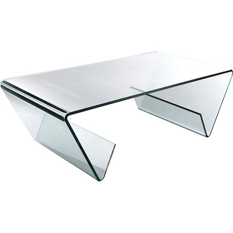 Tavolino da salotto in vetro 110x55cm con vano portariviste Pyramid