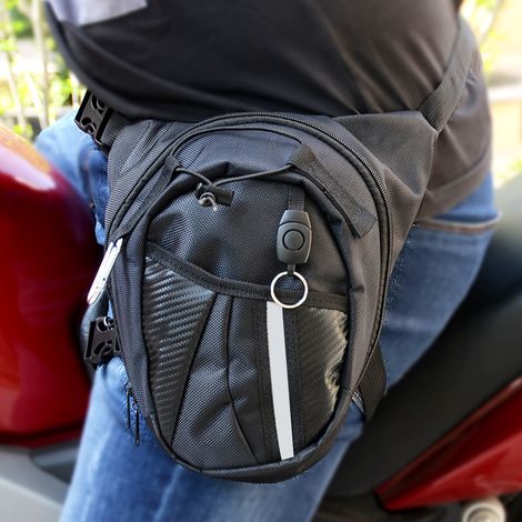 Sacoche de jambe moto en toile Oxford solide, décorative et pratique, sac latéral moto (1/5)