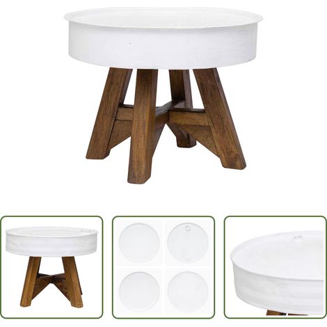 Vintage Couchtisch - Couchtisch Altholz Massiv 60x45 cm Weiß (1/5)