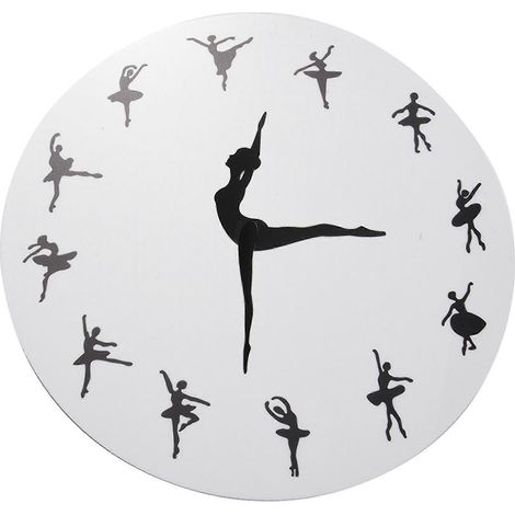 Horloge murale charmante pour chambre de bébé fille, horloge murale moderne représentant une danseuse et ses aiguilles. (1/5)