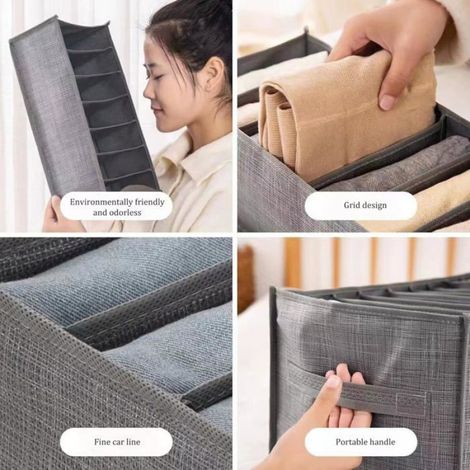 2pcs Organisateur de tiroir pliable - 9 grilles et fermeture éclair Tissu non tissé respirant et durable (1/5)