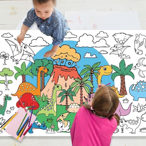 Riesiges Malposter Dinosaurier 78,7 x 182,9 cm zum Ausmalen für Kinder