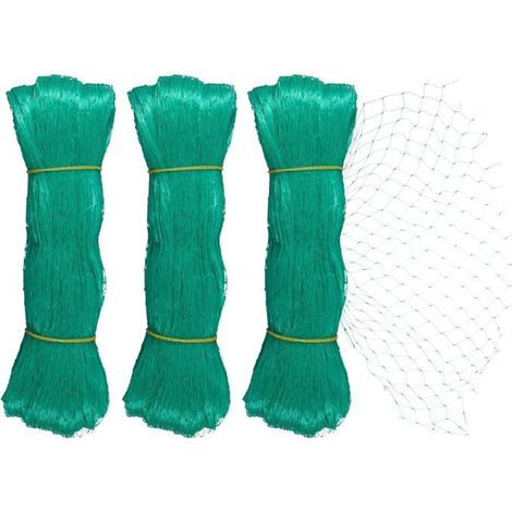 Filet anti-oiseaux, lot de 3, protection jardin, protection arbres, 5 x 4 m, maille fine, vert (1/5)