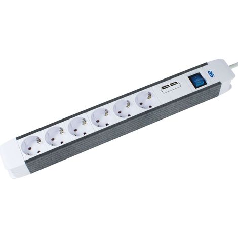 6-fach Steckdosenleiste FLASH 1,5m mit USB-Port H05VV-F IP20 (1/2)