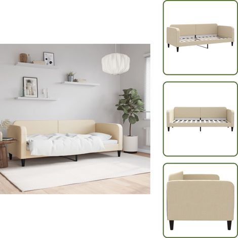 Lit de repos sans matelas crème 80x200 cm tissu - Lit Deux Places - Canapé Convertible - Lit Invité - Meuble Multifonctionnel - Mobilier Contemporain