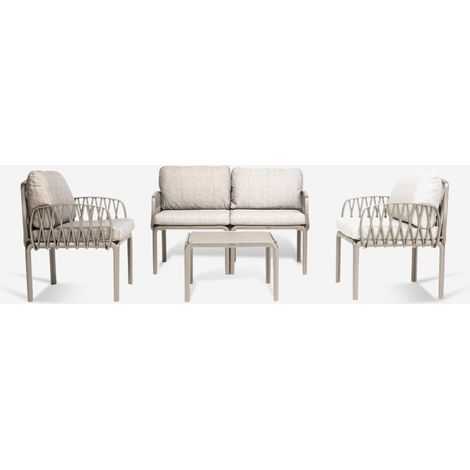 Salotto esterno divano tavolino 2 poltrone Portofino Grand Soleil - Beige Juta