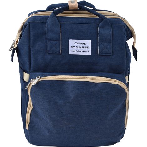 Sac à dos multifonctionnel pliable grande capacité pour ranger les couches de bébé en voyage - Bleu foncé (1/5)