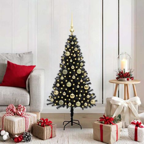 Weihnachtsbaum mit 150 LEDs mit Ständer Schwarz 120 cm PVC