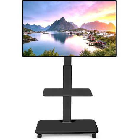 Support TV sur roulettes - Chariot TV Mobile pour LED Plate/incurvée/LCD/OLED de 32 à 70" - Réglable en Hauteur - Charge maximale 100 kg - pour Chambre à Coucher et extérieur (1/5)