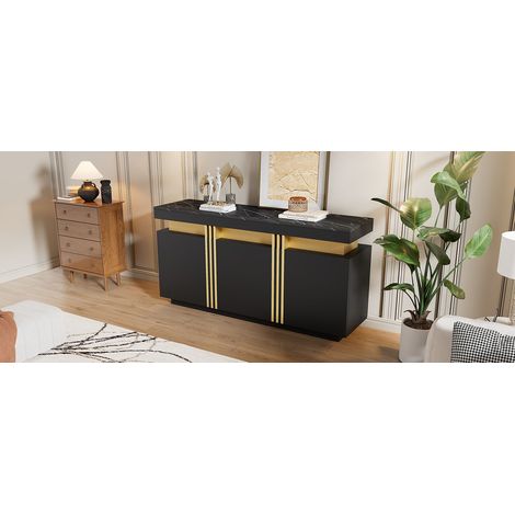 1403870 cm. Meuble moderne en noir, avec 3 portes. Meuble de cuisine ou de salon, doté de paniers détachables.les couloirs… Deux types de couleurs disponibles : noir et gris. Pas de poignées sur ces m (1/5)