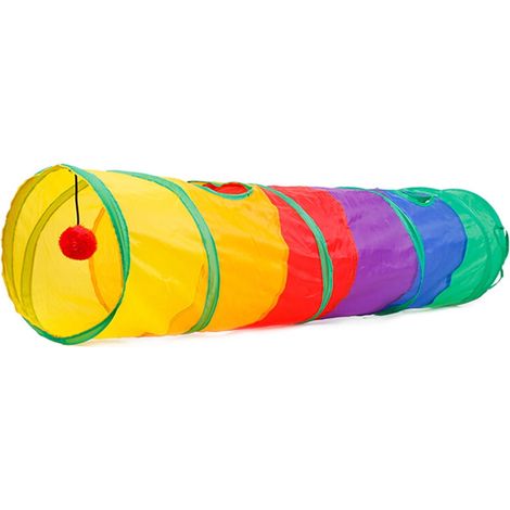 Tunnel de Jeu pour Chat Vert Imprimé avec Balle, Jouet Froissé pour Chaton et Animal de Compagnie (1/5)