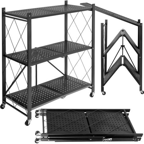 Scaffale pieghevole a 3 livelli GESTEL, nero, con ruote (1/5)