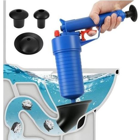 Ensemble d'outils pour piston de toilettes, déboucheur pneumatique pour éviers, toilettes, salles de bains, douches, cuisines et canalisations obstruées (1/4)