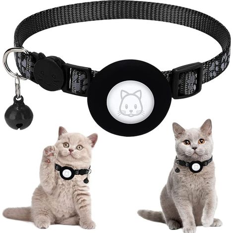 Katzenhalsbänder, Anti-Würgehalsbänder für Katzen, reflektierende Halsbänder, niedliche Pfotenabdruck-Halsbänder mit Glöckchen und verstellbarem Sicherheitsverschluss, GPS-Katzenhalsbänder, Katzenzube (1/5)