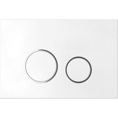 Bouton poussoir et plaque de commande pour Geberit Delta (plastique, blanc, anneaux chromés) (1/5)