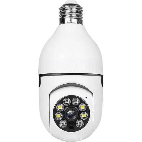 Caméra de sécurité sans fil WiFi intégrée à une ampoule, 1080p, caméra de surveillance intelligente 360° pour une utilisation intérieure (1/5)