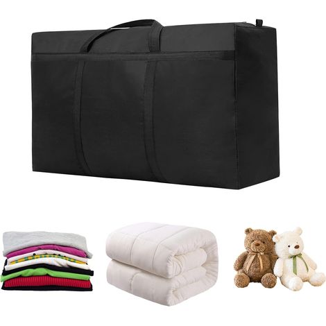 180L Grand Sac De Rangement, Sac De Rangement Vetement en Tissu Oxford 600D Imperméable Sacs Rangements Couette, Housse Rangements Couette, Sacs Demenagement (100 x 60 x 30 cm, Noir) (1/5)