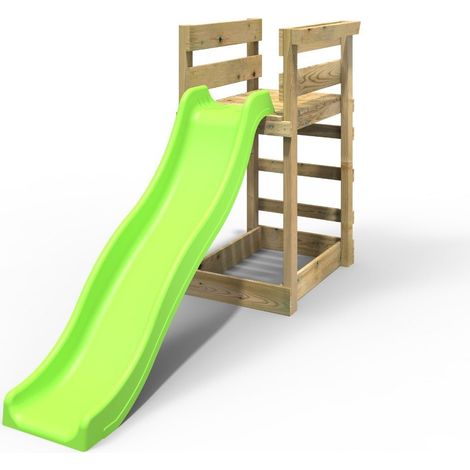 Add-on Wooden Platform with 6FT Slide for Rebo Wooden Garden Swing Sets - Light Green