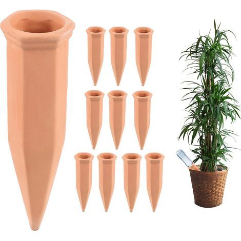 10 x Cône D’arrosage en Argile Arrosage Automatique pour Plantes, D'intérieur Ampoules D'arrosage Distributeur D'eau pour Plantes Globe D'arrosage Ollas Terre Cuite pour Jardin Maison Extérieur (1/5)