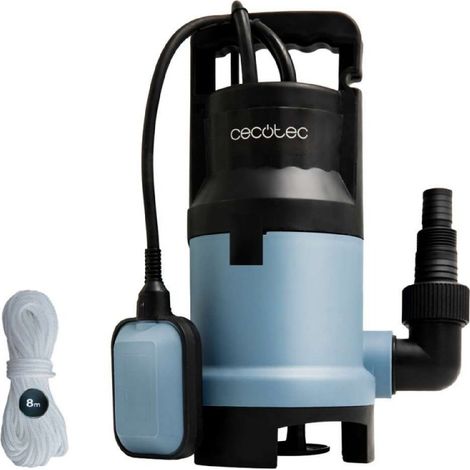 Cecotec Bomba de Aguas Sucias Axike 1100 Dark. 1100W, Caudal hasta 16000L/h, Altura Máx 8,5m, Profundidad 7m