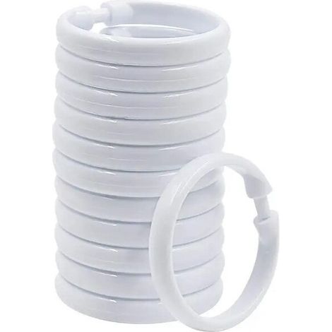 Lot de 12 anneaux de rideau de douche, en plastique souple en forme de O, blancs, O 5,8 cm (environ) (1/5)