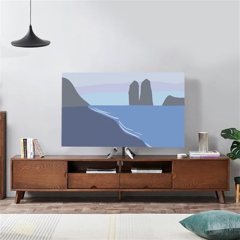 TV Dust Cover, Indoor TV Cover with Hawaiian Beach Pattern, Washable Elastic Fabric, Screen Protector for 32-70 Inch TVs (32-37″ TV, Modern 4) (1/5)