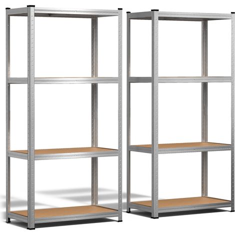 VOUNOT® Set di 2 Scaffale Metallo Garage 80x40x160 cm, Scaffali Carichi Pesante, Scaffalature a 4 Ripiani Capacità 700 kg (1/5)