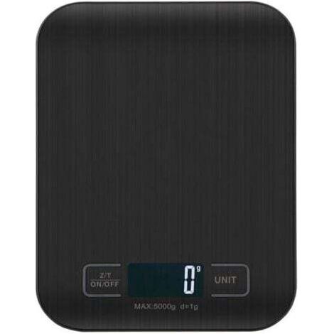 Digitale Küchenwaage, professionelle 5-kg-Digitalwaage – präzise Messung bis zu 1 g, elektronische Küchenwaage mit LCD-Display und Tara-Funktion. (Schwarz – 5 kg)
