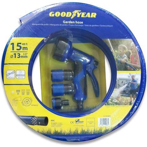 Tubo acqua irrigazione innaffiare acqua raccordi 1/2" 15mt Goodyear gy10038