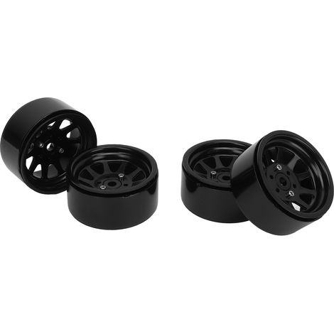 Ensemble de 4 jantes RC universelles en acier allié zinc 1,9 pouce (10 jantes) pour voitures RC crawler Axial SCX10 II III (noir) (1/5)