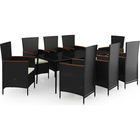 Maison Exclusive - Set da Pranzo da Giardino 9 pz con Cuscini Nero (1/5)