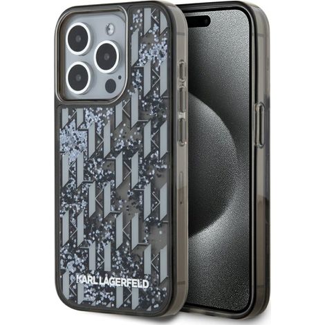 Karl Lagerfeld Liquide Glitter Monogram Gradient Case für iPhone 15 Pro Max Schwarz (1/5)