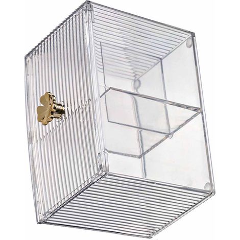 Porte-coton-tige avec couvercle, 2 grilles, organisateur de bijoux de maquillage, boîte de rangement de bureau Portable (1/5)