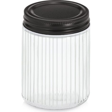 Glasbehälter mit Metalldeckel KITCHEN ESSENTIALS, geriffeltes Glas