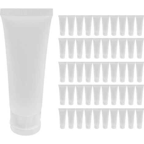 50 tubes souples en plastique transparent dépoli de 50 ml, vides, pour crèmes, émulsions et lotions cosmétiques. (1/5)