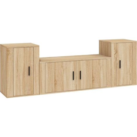 Maison Exclusive - 3-tlg. TV-Schrank-Set Sonoma-Eiche Holzwerksto