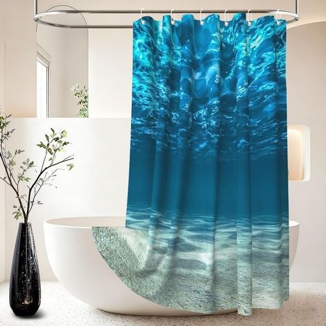 Duschvorhang, Ozeanblau, Polyester, wasserdicht, Badezimmer (1/5)