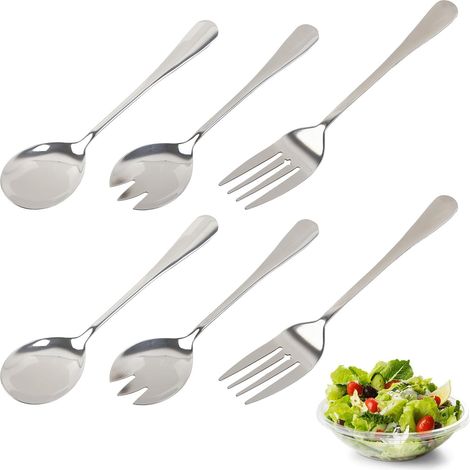 Couvert à Salade - Cutlery Set Ustensiles Cuisine INOX Service Couvert Résistant à la Rouille pour Maison (1/5)
