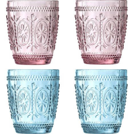 Fleur gobelets Verre, Rose/Bleu, 8 x 8 x 10 cm (1/5)