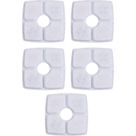 5X Filter Katzenbrunnen Harz Aktivkohle 4 Schichten Filtration Schaumstoff Hund Tier Universal, 124x124mm (1/5)