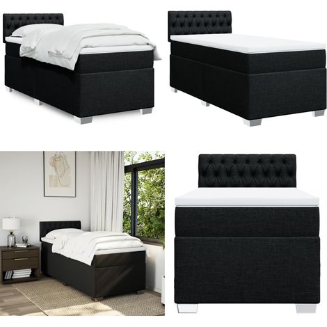 Boxspringbett mit Matratze Schwarz 80x200 cm Stoff - Boxspringbett - Doppelbett - Schlafsystem - Bettsofa - Lattenrost - Home & Living (1/5)