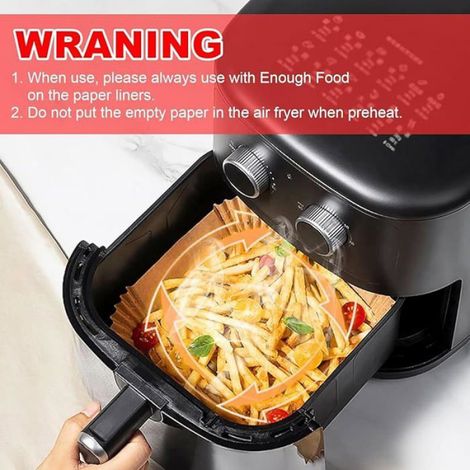Feuille De Cuisson - Pour Air Fryer 4,5 L À 7,5 L - Carré 20-25 Cm - Épaisseur 100 Microns - Sans BPA - 100 Pièces (1/5)