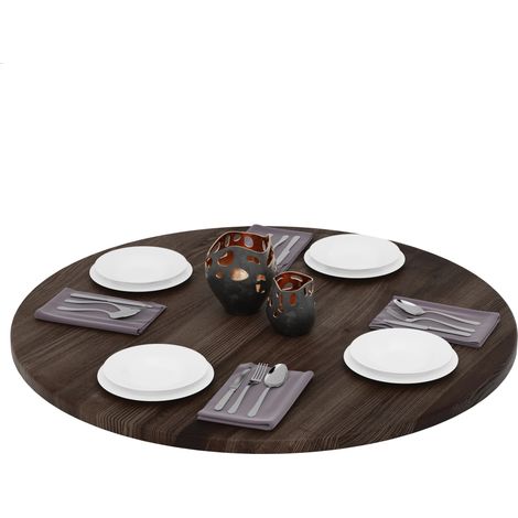 LAMO Manufaktur Plateau de table rond 100 cm en bois naturel Dessus rond de table à manger, de cuisine, de bistrot Épaisseur : 28 mm Couleur : Ébène
