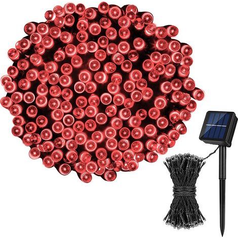 Luci solari da esterno, 20 m, 200 LED, impermeabili, per interni, con 8 modalità di illuminazione, lampade decorative da giardino (luce rossa) [Classe energetica A+++] (1/5)